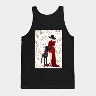 Lady With Great Dane Dog Tank Top